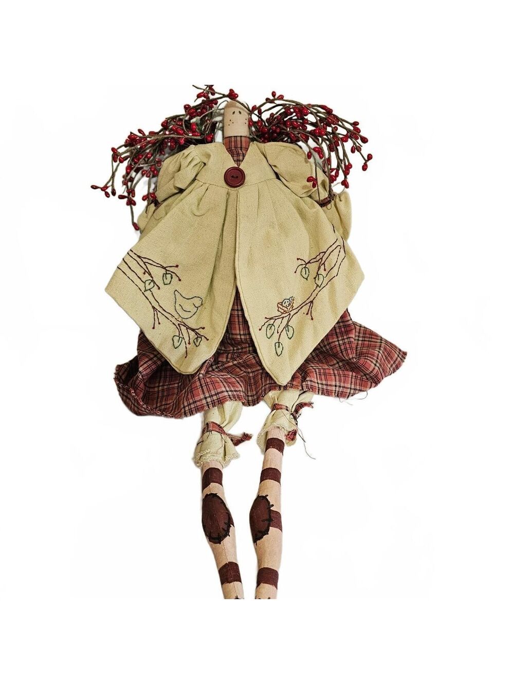 Vintage Tender Heart Treasures Cloth Rag Doll Folk Angel Mixed Media Primitive